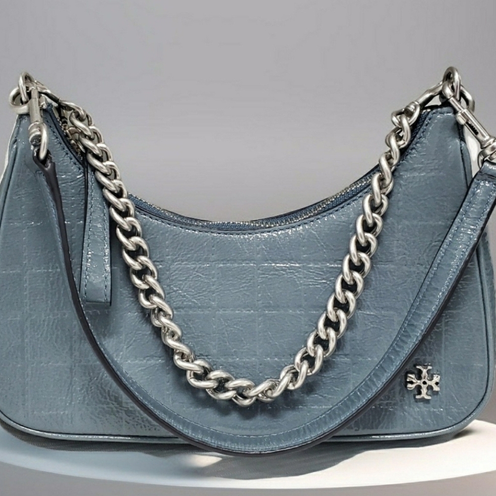 Light Blue Quilted Shoulder Bag